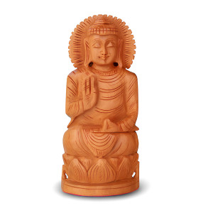 Karnataka Handcrafted Wooden Buddha Idol (Seated Pose)